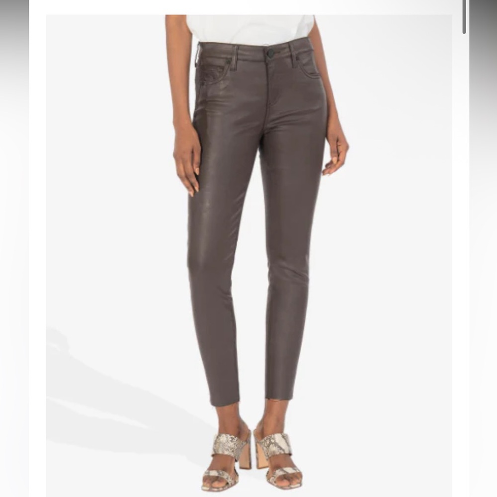 KUT from the Kloth CONNIE FAUX LEATHER HIGH RISE FAB AB ANKLE SKINNY RAW HEM 2